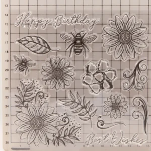 Flower Bee Clear Stamp Set - size chart | clear stamp