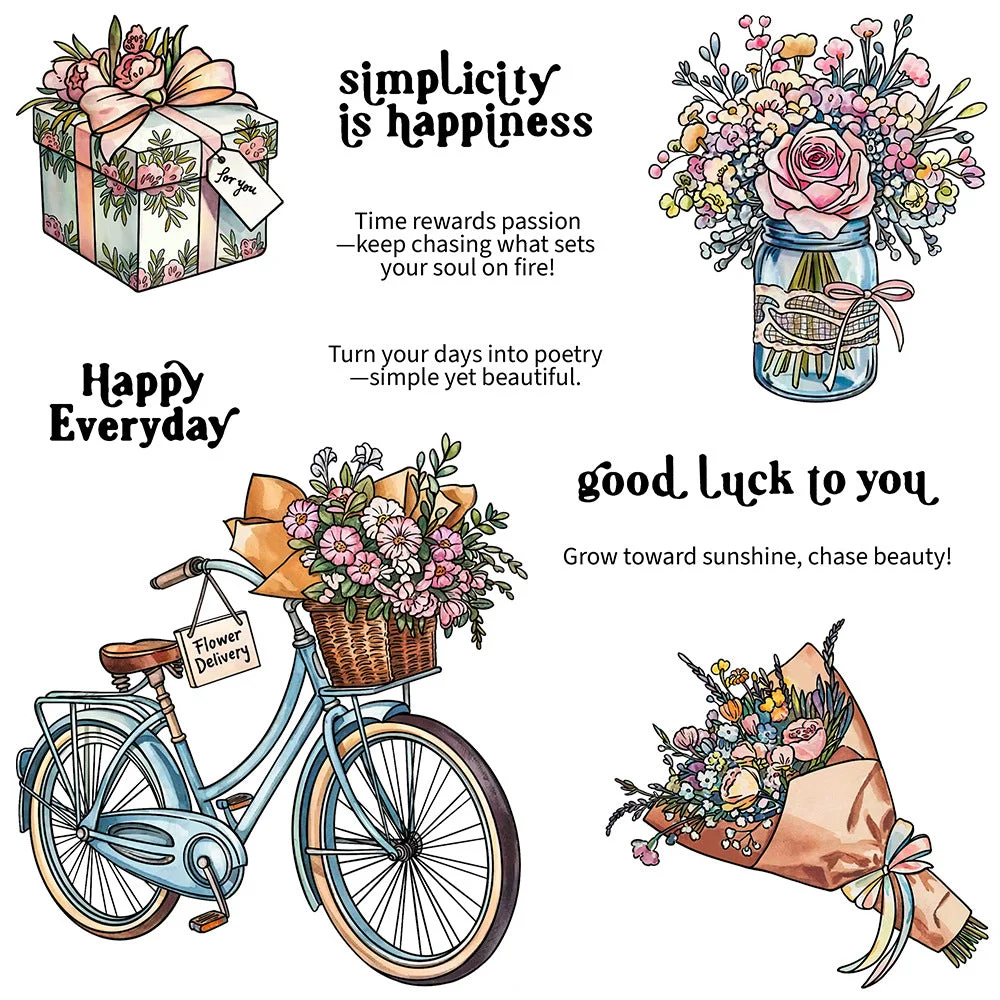 Flower Bicycle Clear Stamps 00 Flower Bicycle Clear Stamps 00
