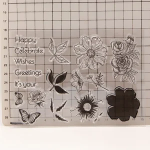 Flower Clear Stamp Set - size chart | clear stamp