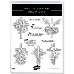 Sumflying Flower Cross Religious Faith Clear Stamps Flower Cross Clear Stamps 03