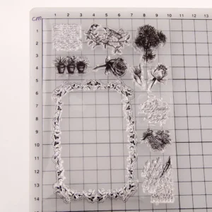 Flower Frame Stamp Set - detail view | clear stamp