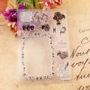Flower Frame Stamp Set - size chart | clear stamp