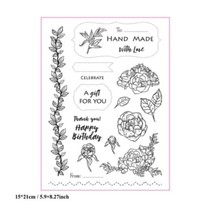 Flower Handmade Clear Stamp Set - detail view | clear stamp