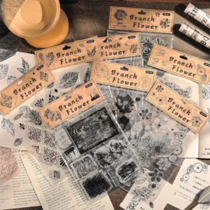 Flower Language Series Clear Retro Plant Clear Silicone Stamps - detail view | clear stamp