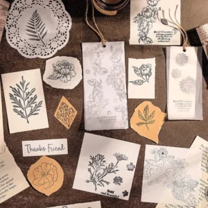 Flower Language Series Clear Retro Plant Clear Silicone Stamps - size chart | clear stamp