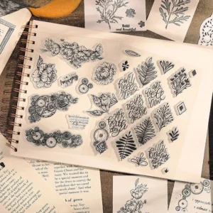 Flower Language Series Clear Retro Plant Clear Silicone Stamps - lifestyle photo | clear stamp