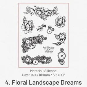 Flower Language Series Clear Retro Plant Clear Silicone Stamps - set overview | clear stamp