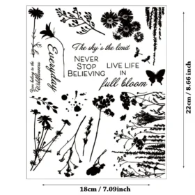 Flower Leaves Branch Butterfy Stamp Set