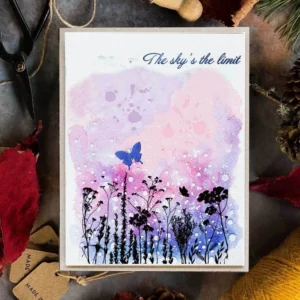 Flower Leaves Branch Butterfy Stamp Set - detail view | clear stamp