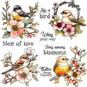 Sumflying Flowers Birds Branch Spring Clear Stamps