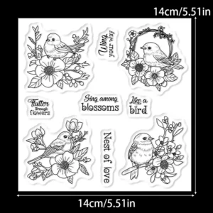 Sumflying Flowers Birds Branch Spring Clear Stamps Flowers And Birds Clear Stamps 02
