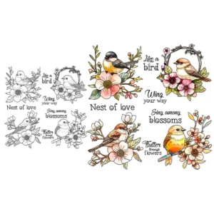 Sumflying Flowers Birds Branch Spring Clear Stamps Flowers And Birds Clear Stamps 05