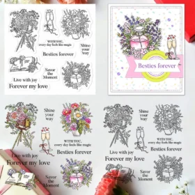 Sumflying Flowers Champagne Besties Clear Stamps