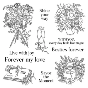 Sumflying Flowers Champagne Besties Clear Stamps Flowers And Blessings Clear Stamps 04