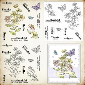 Sumflying Flowers Butterflies Daisies Clear Stamps