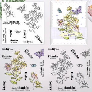 Sumflying Flowers Butterflies Daisies Clear Stamps Flowers And Butterflies Clear Stamps 03