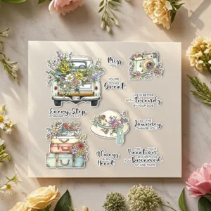 Sumflying Flowers Travel Suitcase Clear Stamps Flowers And Travel Clear Stamps 04