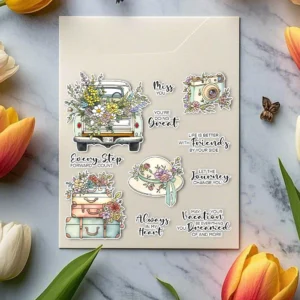 Sumflying Flowers Travel Suitcase Clear Stamps Flowers And Travel Clear Stamps 06