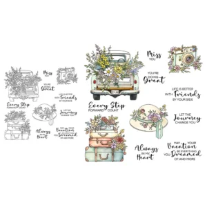 Sumflying Flowers Travel Suitcase Clear Stamps Flowers And Travel Clear Stamps 07