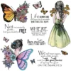 Flowers Butterfly Girl Clear Stamps 00