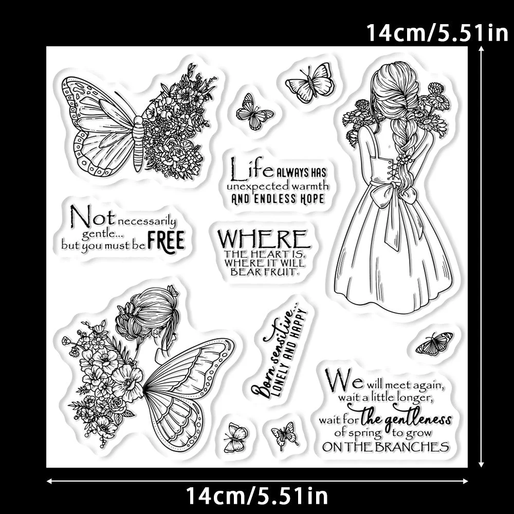 Flowers Butterfly Girl Clear Stamps 02 Flowers Butterfly Girl Clear Stamps 02