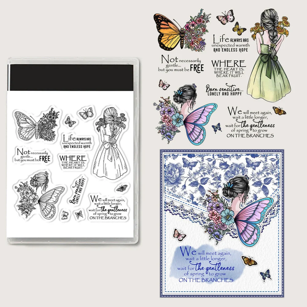 Flowers Butterfly Girl Clear Stamps 03 Flowers Butterfly Girl Clear Stamps 03