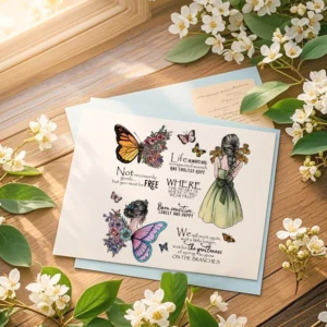 Sumflying Flowers Butterfly Girl Garden Clear Stamps Flowers Butterfly Girl Clear Stamps 04