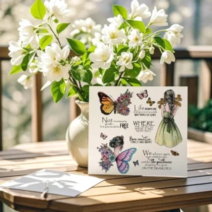 Sumflying Flowers Butterfly Girl Garden Clear Stamps Flowers Butterfly Girl Clear Stamps 06