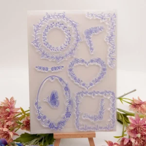 Flowers Butterfly Ornament Stamp Set - detail view | clear stamp