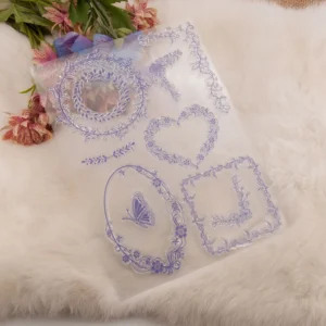 Flowers Butterfly Ornament Stamp Set - size chart | clear stamp