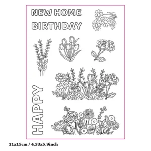Flowers New Family Clear Stamp Set - detail view | clear stamp