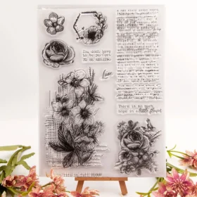 Flowers Retro Background Clear Stamp Set