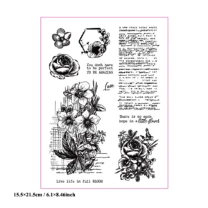 Flowers Retro Background Clear Stamp Set - detail view | clear stamp