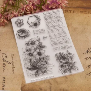 Flowers Retro Background Clear Stamp Set - size chart | clear stamp