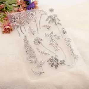 Flowers Stamp Set - size chart | clear stamp
