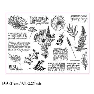 Flowers Words Clear Stamp Set - detail view | clear stamp