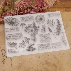 Flowers Words Clear Stamp Set - size chart | clear stamp