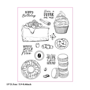 Food Baking Cookie Cake Clear Stamp Set - detail view | clear stamp