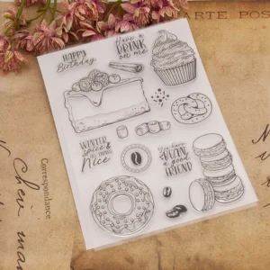 Food Baking Cookie Cake Clear Stamp Set - size chart | clear stamp