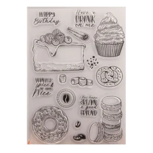 Food Baking Cookie Cake Clear Stamp Set - packaging photo | clear stamp
