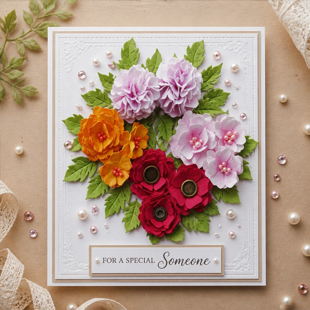 Flower Metal Cutting Dies Four Flowers Card 3