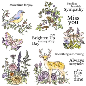 Sumflying Fresh Flowers Birds Deer Clear Stamps