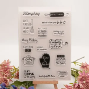 Funny Kitchen Cooking Stamp Set - detail view | clear stamp