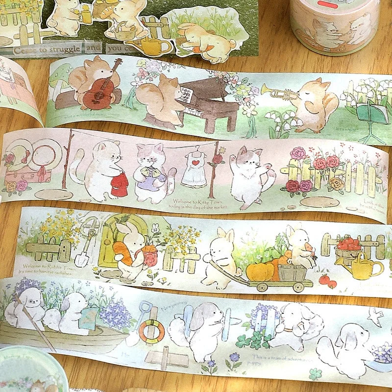 Animal Cute Cartoon Washi Tape – Rabbit, Cat, Dog, Squirrel Animal Cute Cartoon Washi Tape - Rabbit, Cat, Dog, Squirrel