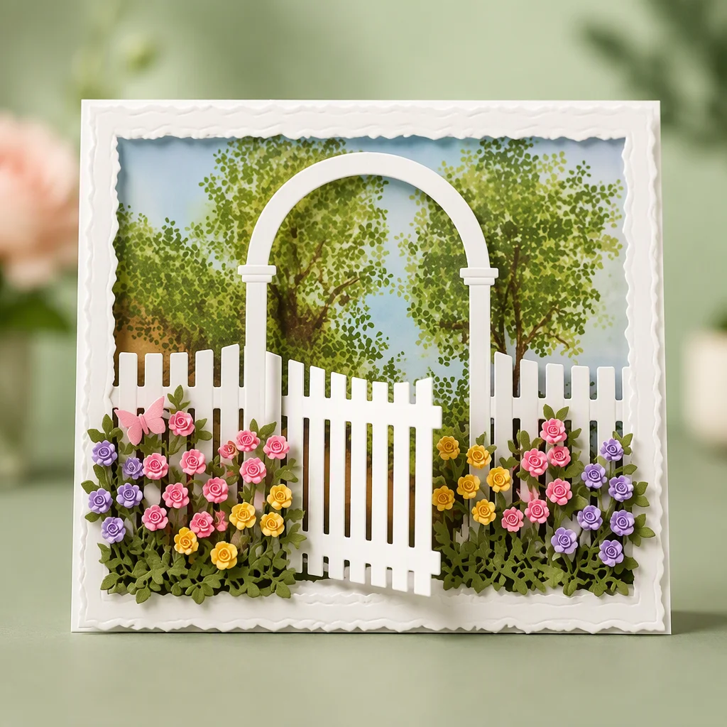 Sumflying Garden Arch Fence Metal Cutting Dies Set Garden Gate Arbor V2 20261006 01