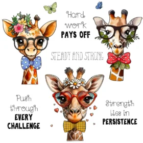 Sumflying Gentleman Giraffe Bow Tie Clear Stamps