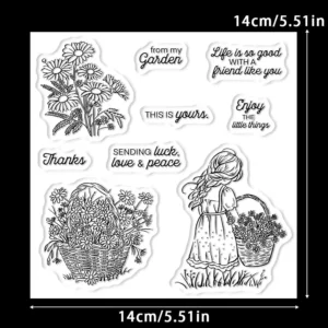 Sumflying Girl Daisy Flower Field Clear Stamps Girl Daisy Clear Stamps 02