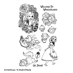 Girl Wanderland with Animals Stamp Set - main product photo | clear stamp