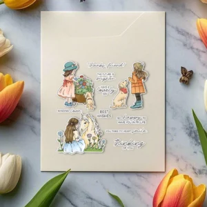 Sumflying Girls Animals Friendship Pet Clear Stamps Girls And Animals Clear Stamps 05