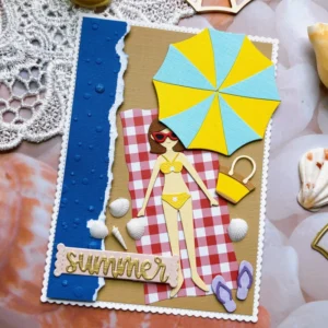 Sumflying Girl's Beach Vacation Metal Cutting Dies Girls Beach Vacation Metal Cutting Dies 02